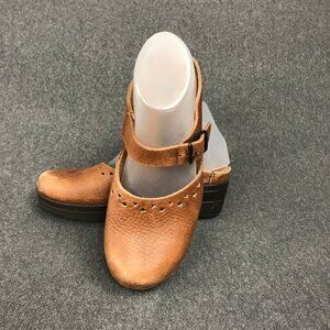 Mephisto Mobils Sabatina Mule Clog Shoes Brown Leather Women Sz 7.5 EU 38